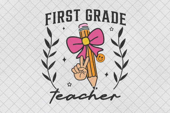Coquette First Grade Teacher Pencil Bow: A Trendy Design for Creative and Educational Creations