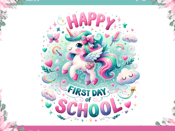 Happy First Day of School with Unicorn