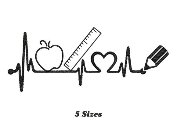 Heartbeat School Teacher Kids: A Whimsical Embroidery Design for Personalized Creations