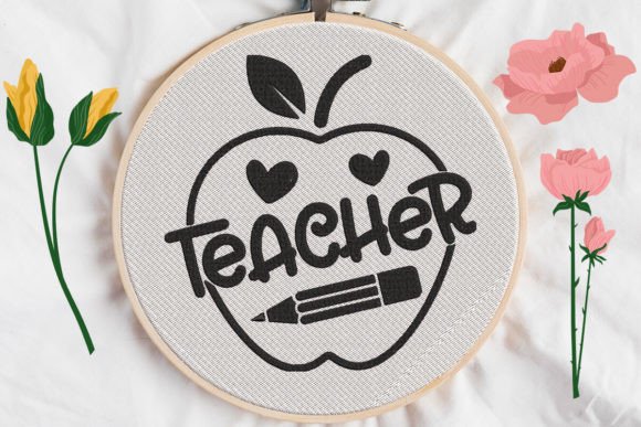 Teacher Sign in an Apple: A Strategic Embroidery Design for Functional and Whimsical Creations