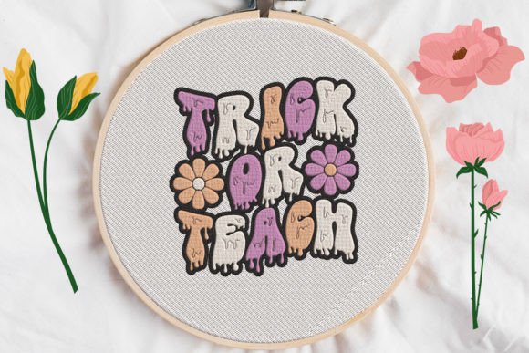 Trick or Teach: A Whimsical Embroidery Design for Creative Expression